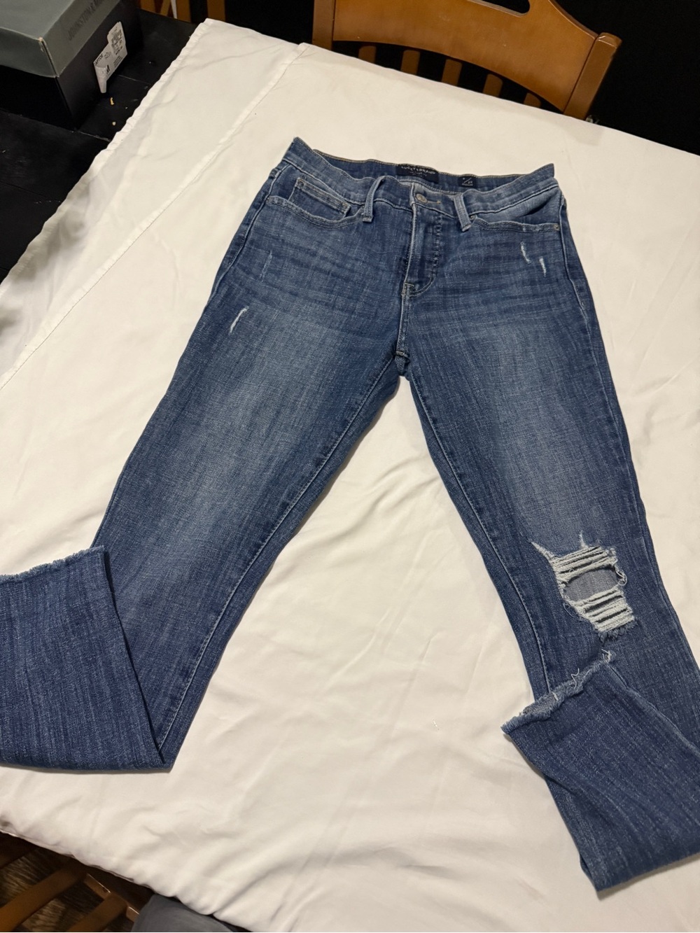 Lucky Brand Women's Skinny Ripped Mid-Blue Jeans